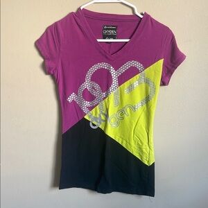 Women's V-Neck Purple and Yellow Tee (Bin C)​